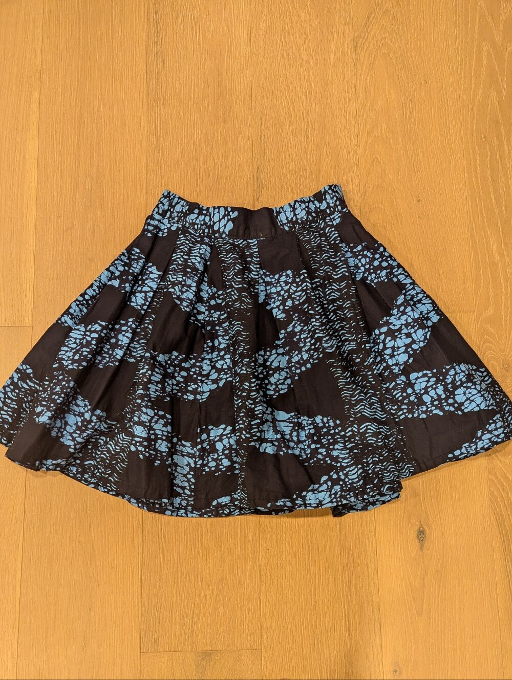 Blue Patterned Flared Skirt - Women's